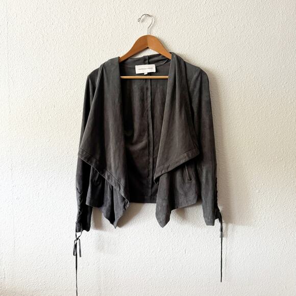 Cupcakes and Cashmere Faux Suede Jacket Womens XS Gray Business Work Minimalist - Picture 1 of 6
